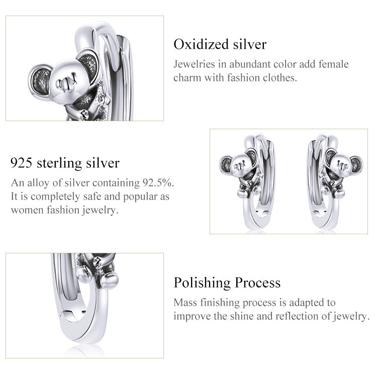 Compact Koala Stud Earrings
