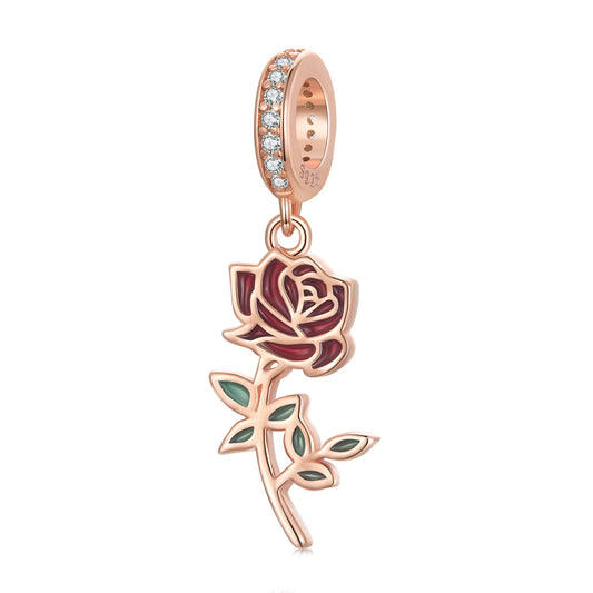 Red Rose Hanging Bead Charm