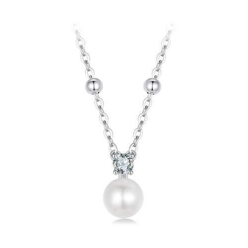 Pearl Moissanite Collarbone Necklace