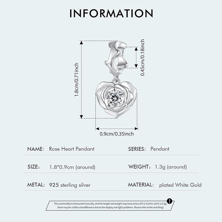 Rose Heart Pendant Charm