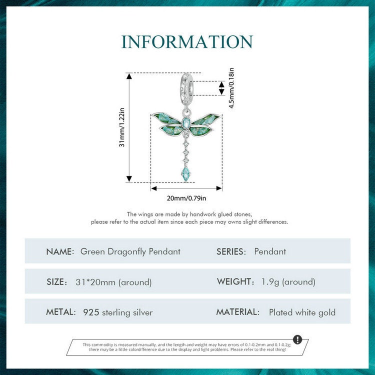Green Dragonfly Pendant Charm