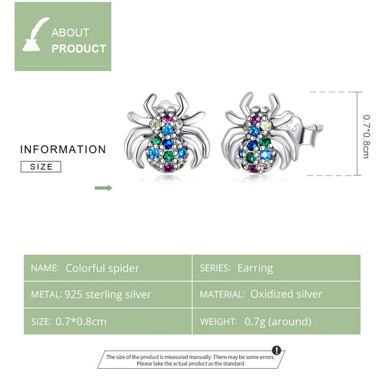 Iridescent Spider Stud Earrings