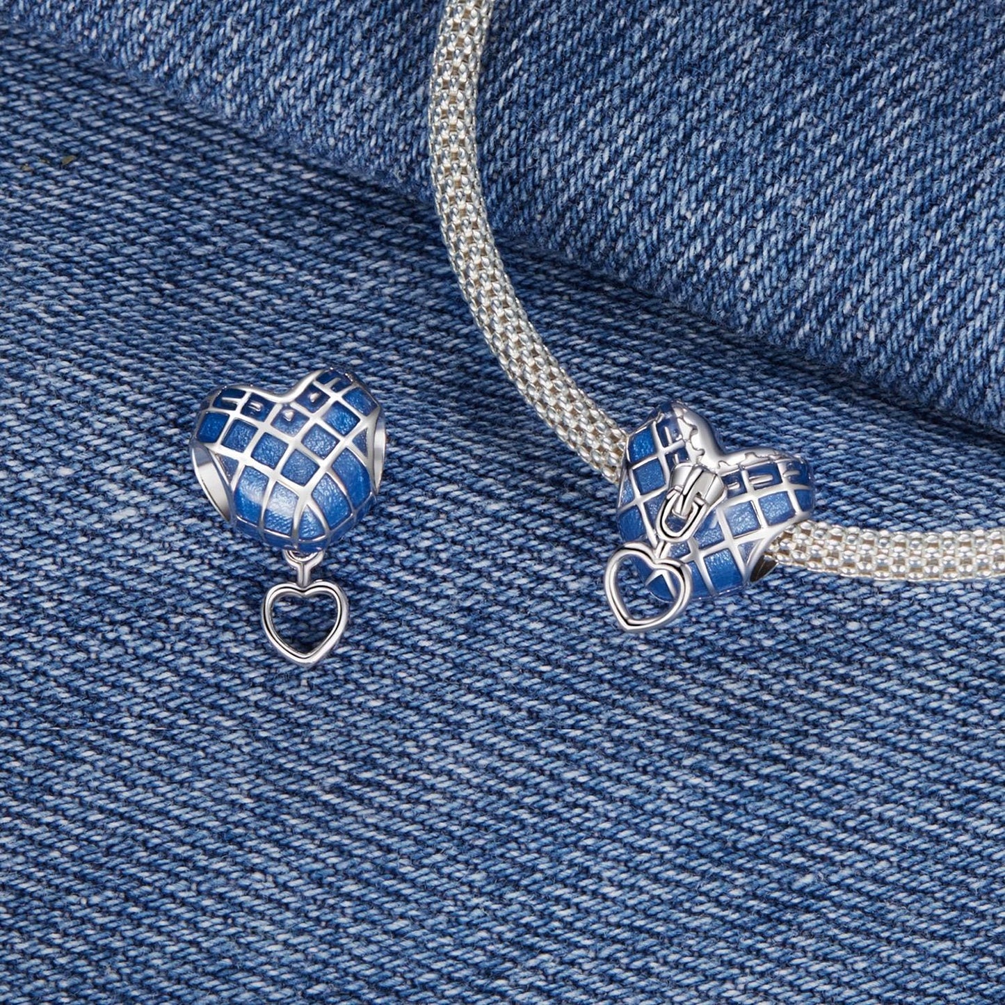 Heart Zipper Denim Charm