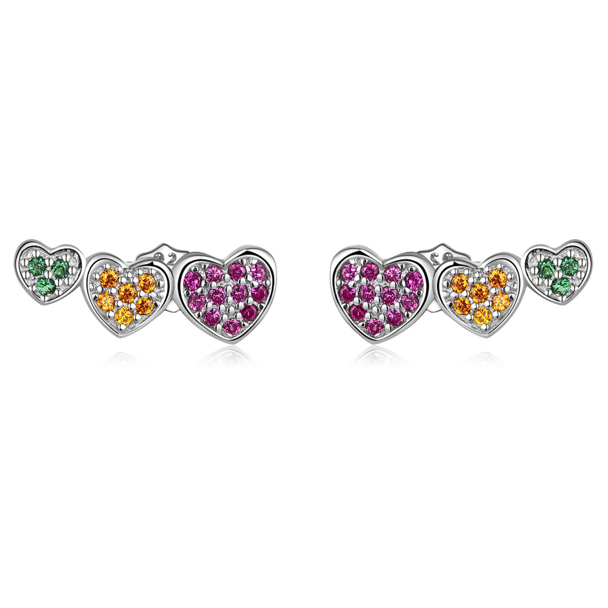 Multicolor Heart Stud Earrings