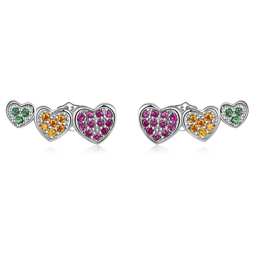 Multicolor Heart Stud Earrings
