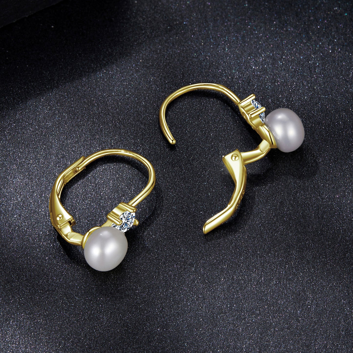 Pearl Accent Moissanite Spring Earrings