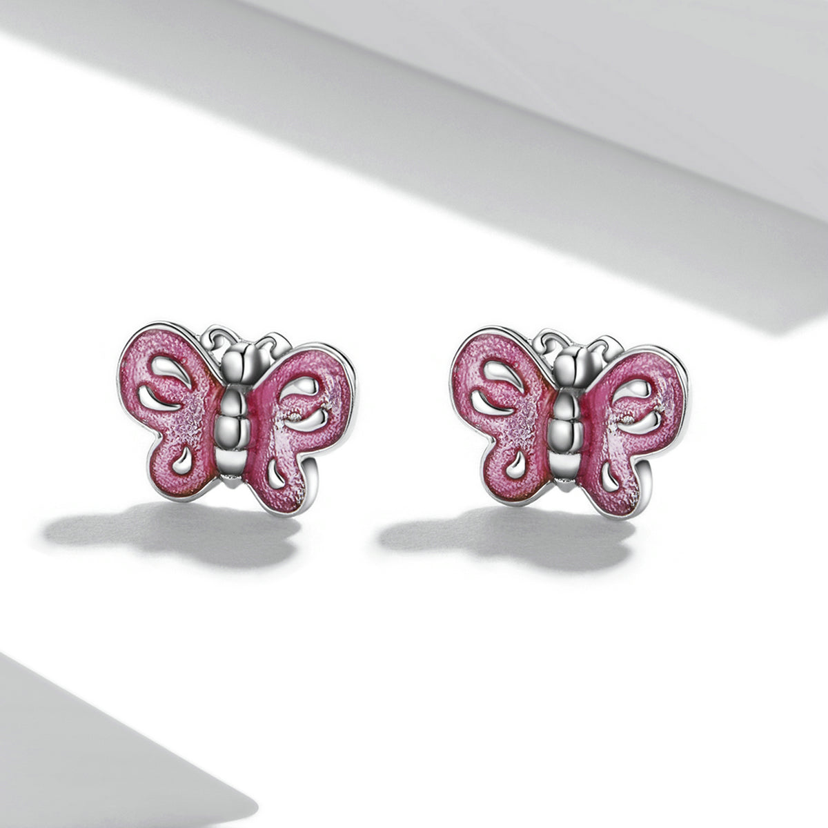 Pink Butterfly Stud Earrings