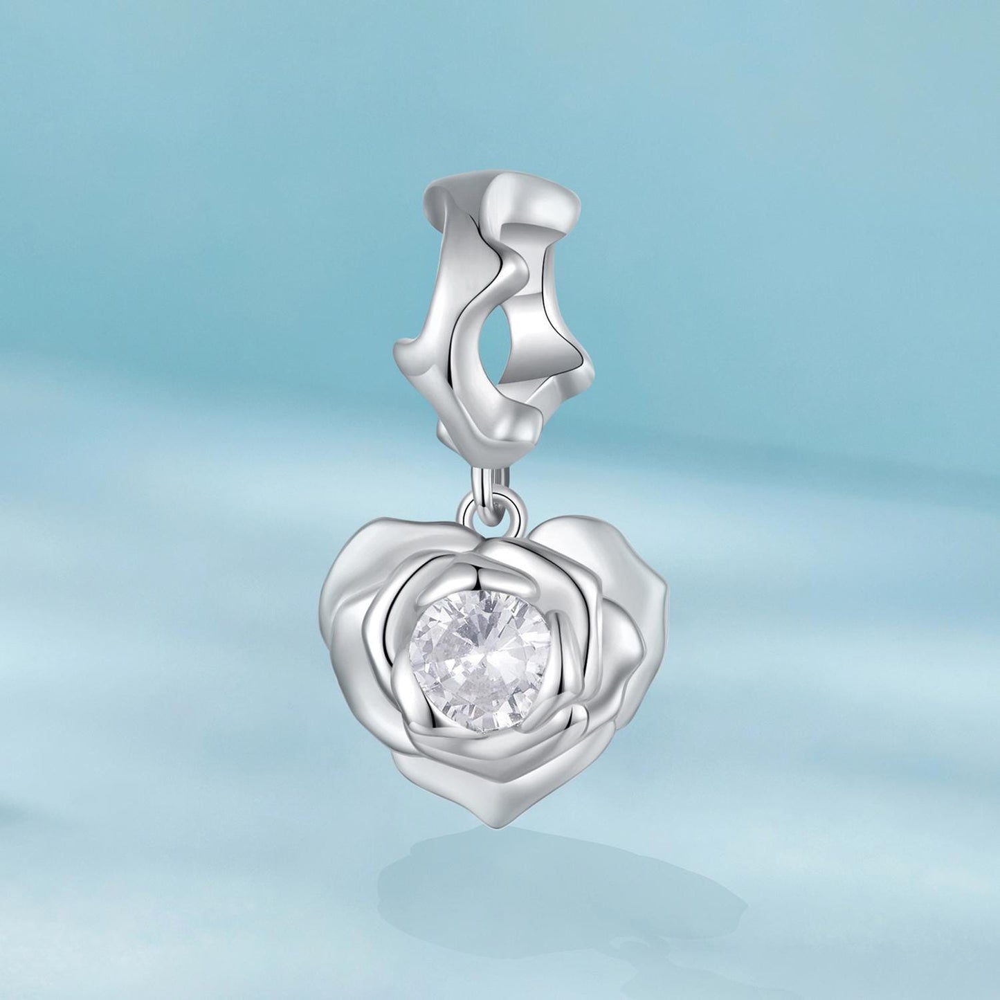 Rose Heart Pendant Charm