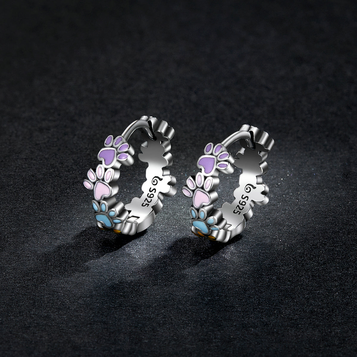 Colorful Paw Stud Earrings