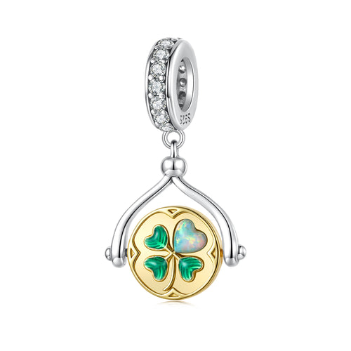 Lucky Four-Leaf Clover Spinning Pendant Charm