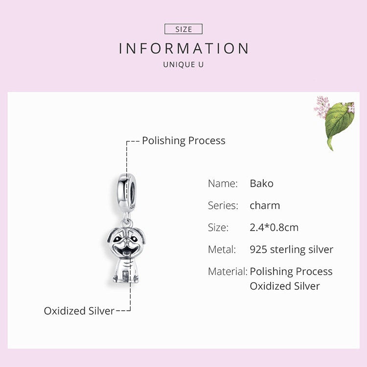 Pug Pendant Charm
