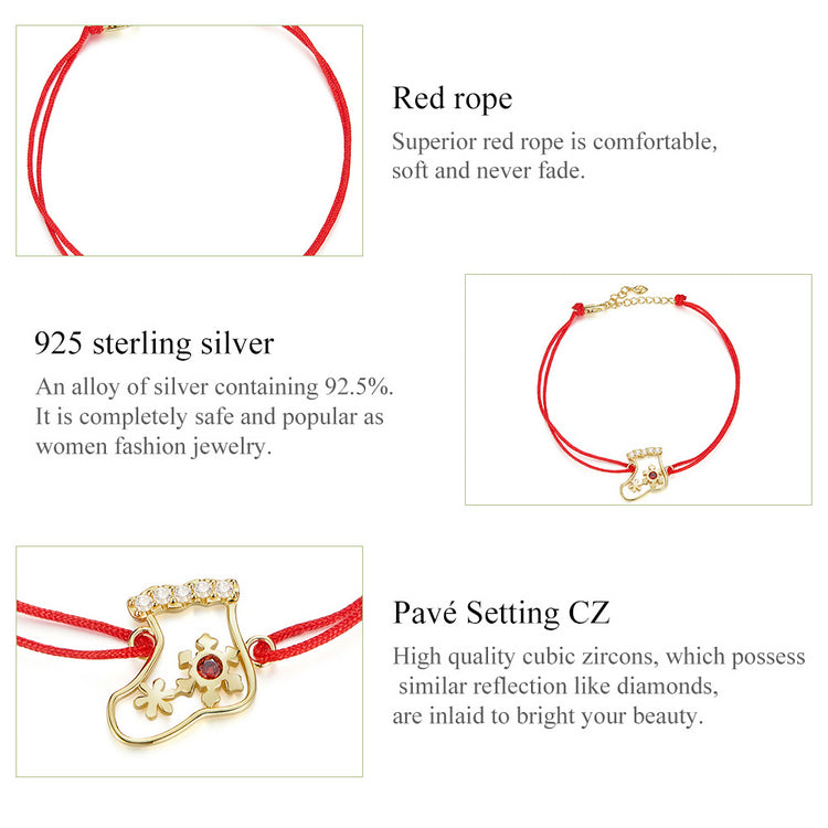 Festive Sock Red Woven Bracelet