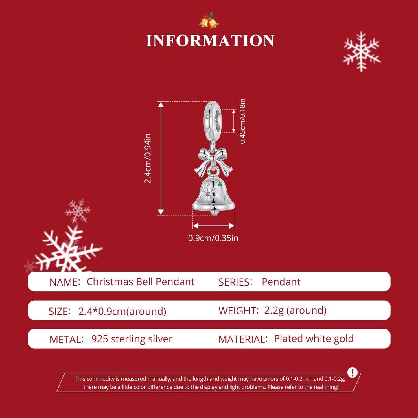 Christmas Bell Pendant Charm