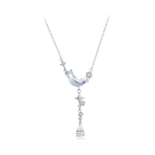 Moon and Stars Drop Necklace