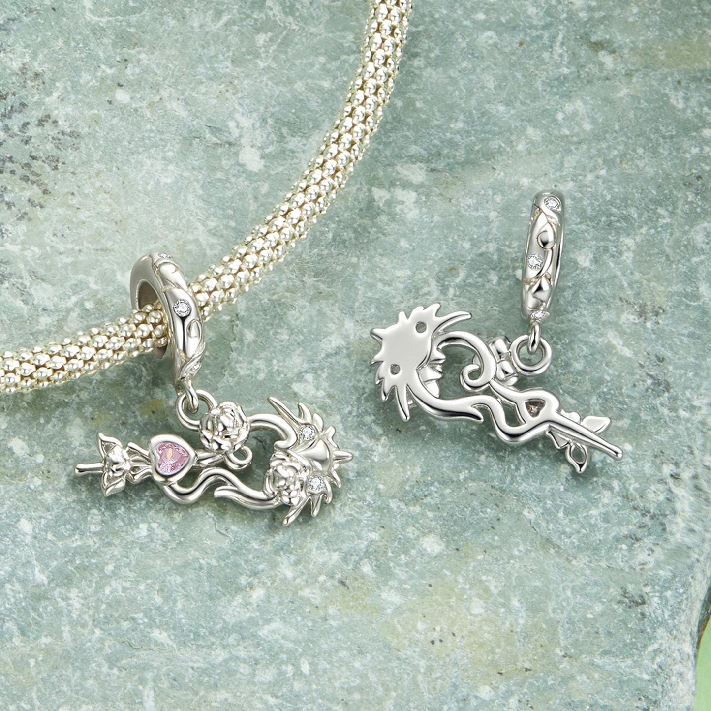 Flower Violin Pendant Charm