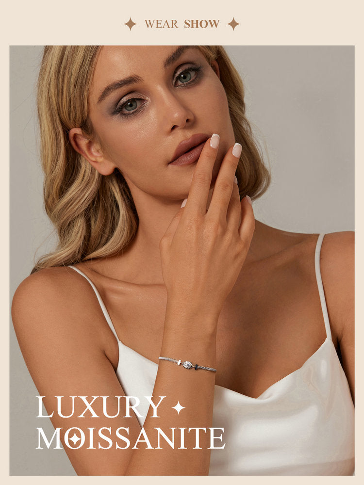Woven Sterling Silver Moissanite Bracelet