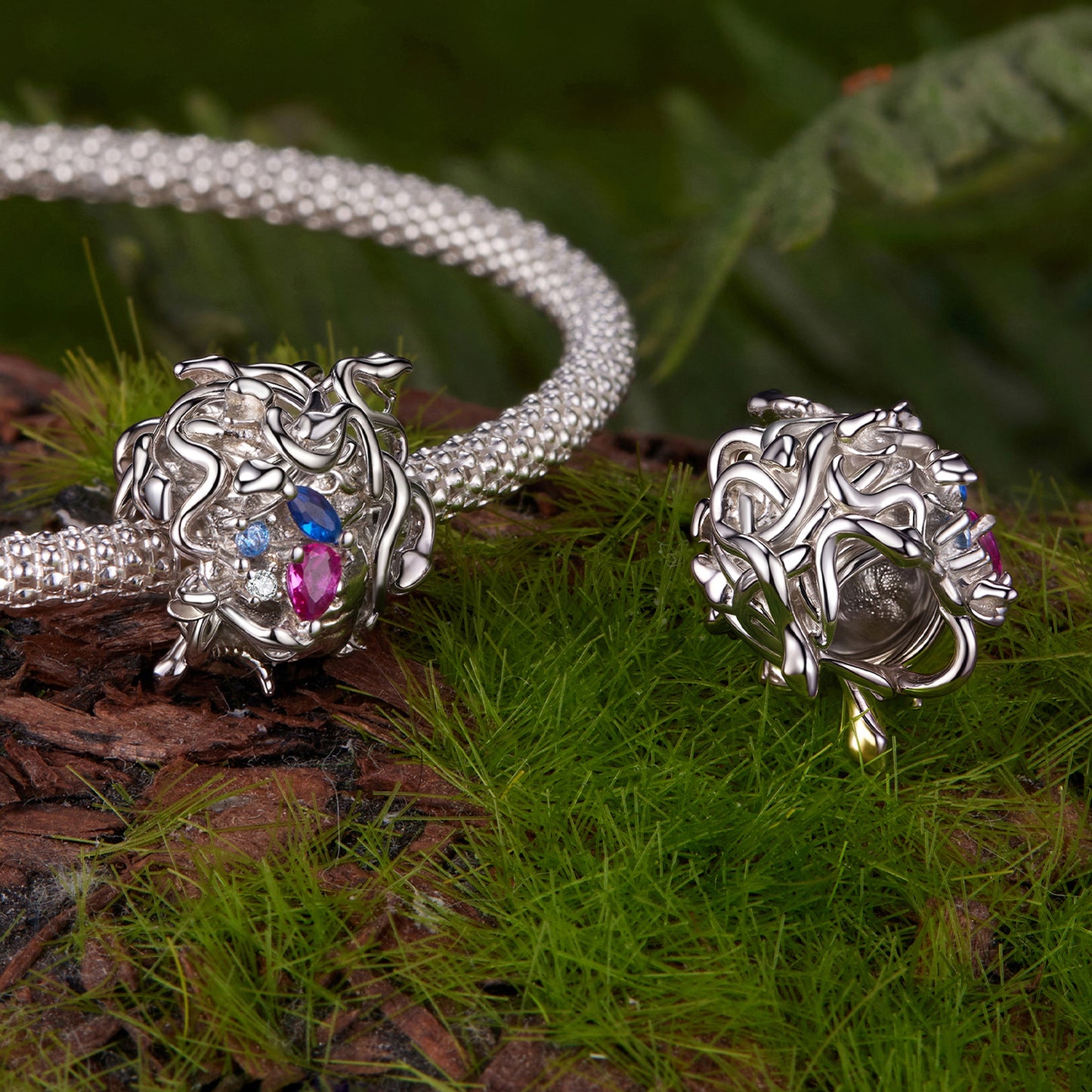 Medusa Charm, Genuine 925 Sterling Silver Charm