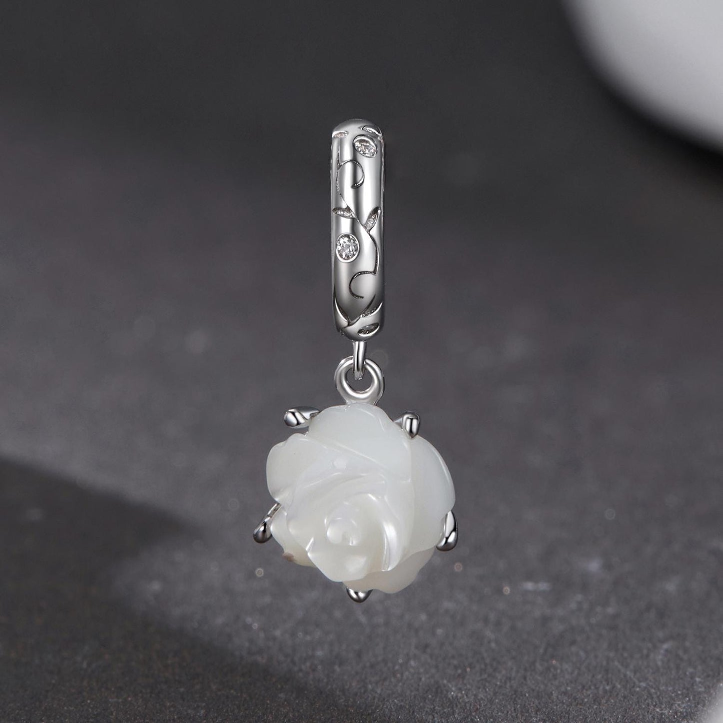 White Rose Pendant Charm