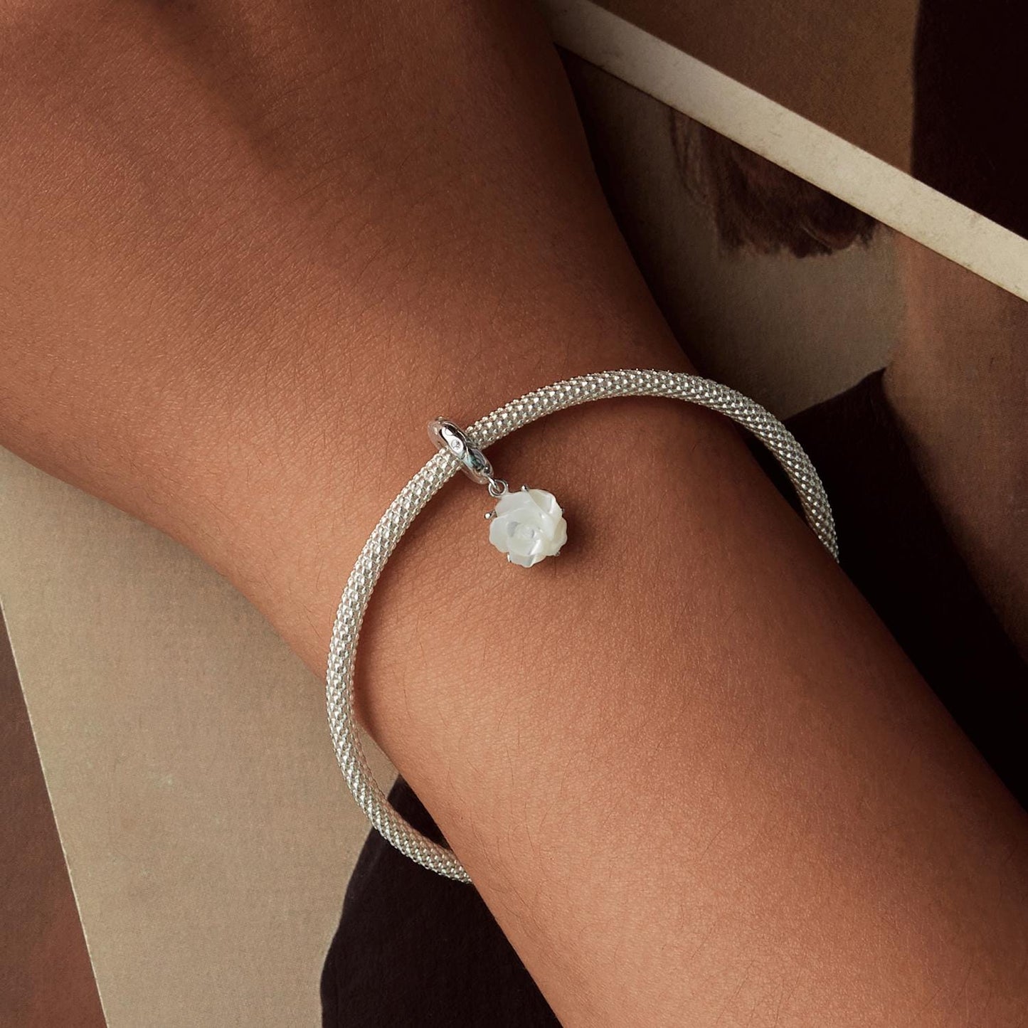 White Rose Pendant Charm