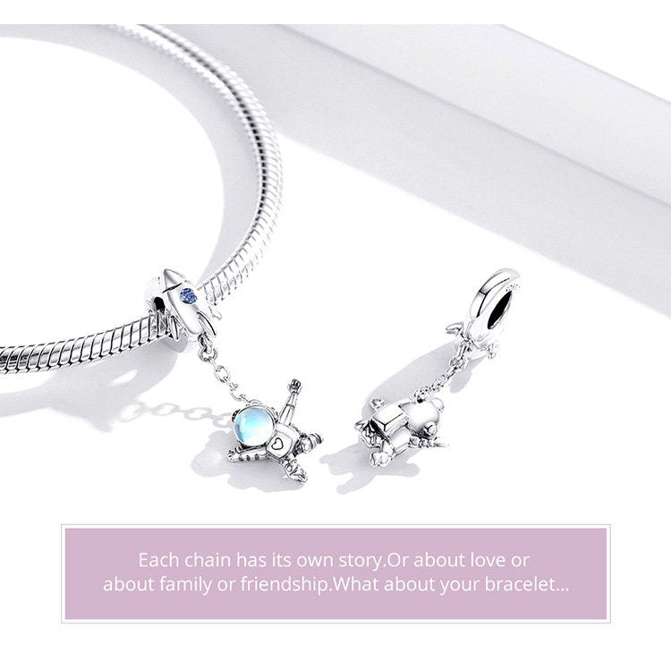 Spaceship Astronaut Charm