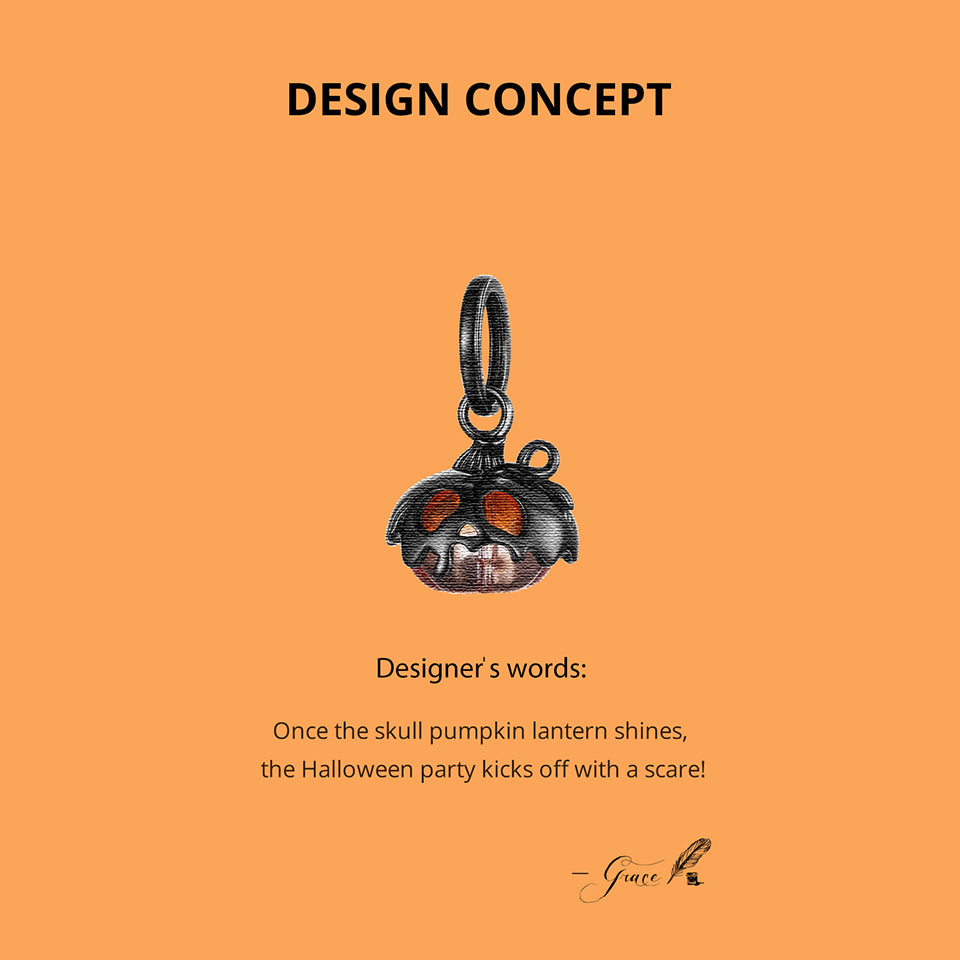 Halloween Skull & Pumpkin Pendant Charm