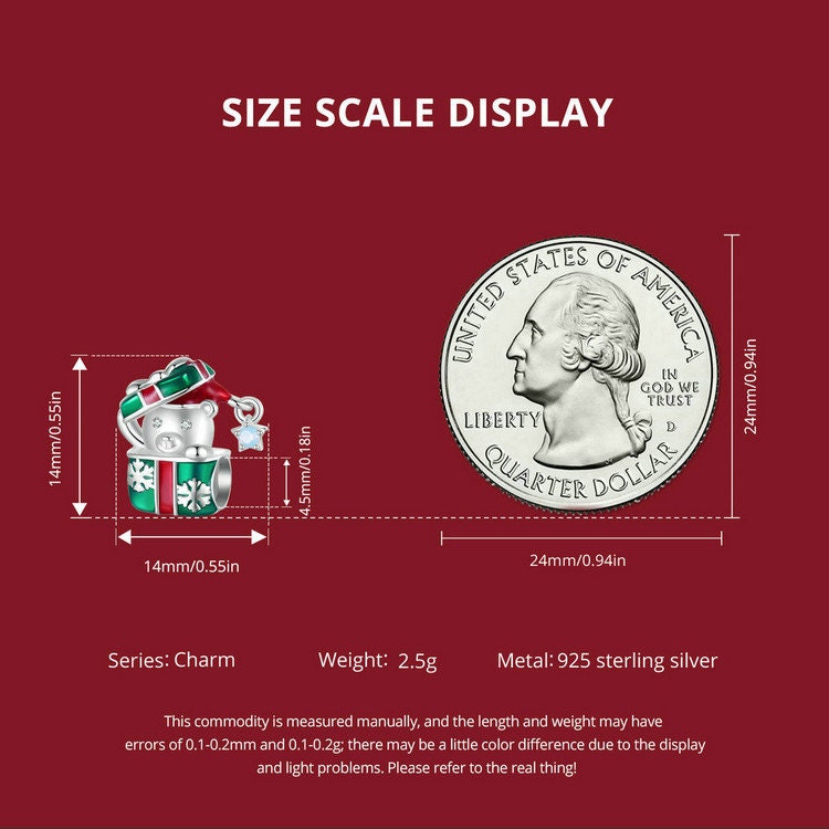 Bear Christmas Gift Box Charm