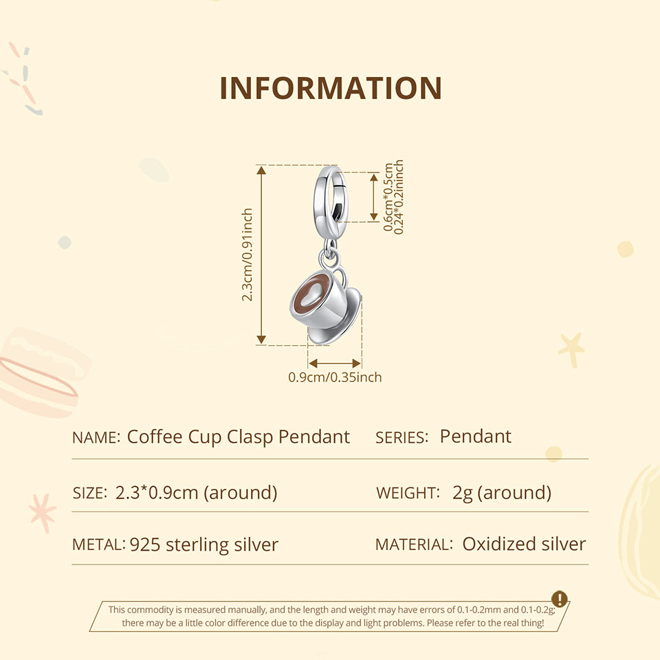 Coffee Cup Clasp Pendant Charm