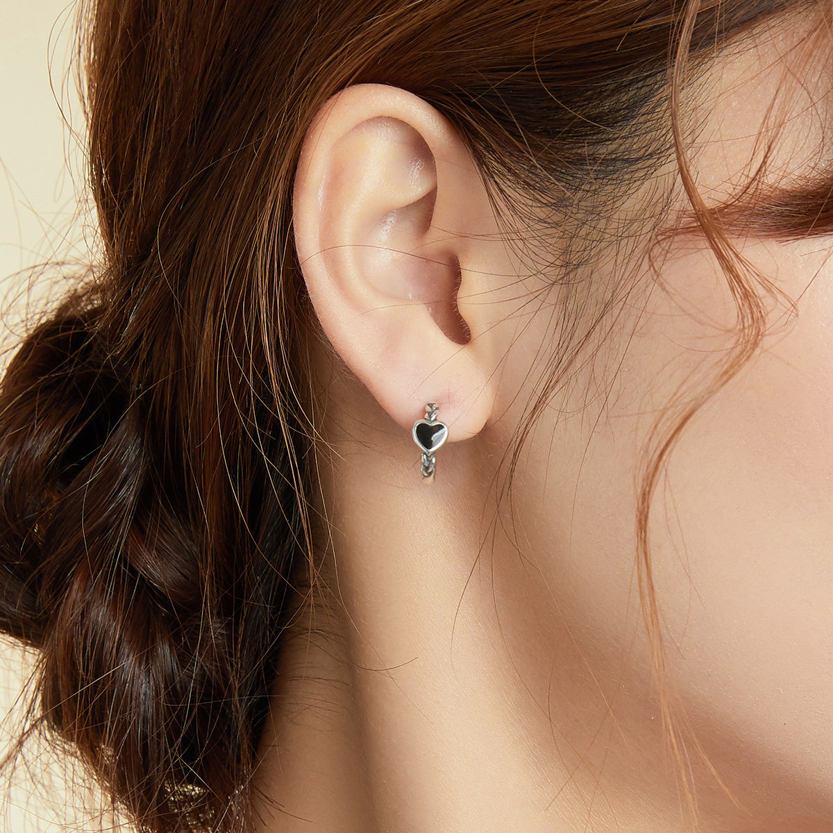 Black Heart Hoop Earrings