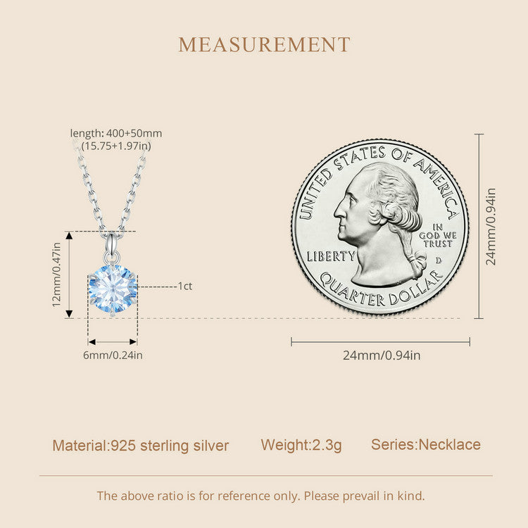 1ct Blue Moissanite Necklace