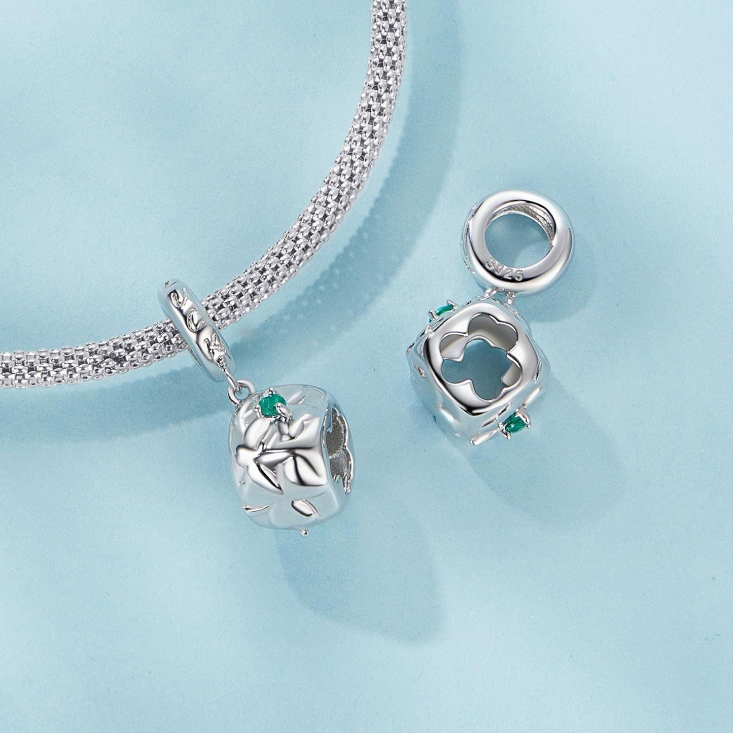 Four-leaf Clover Dice Pendant Charm