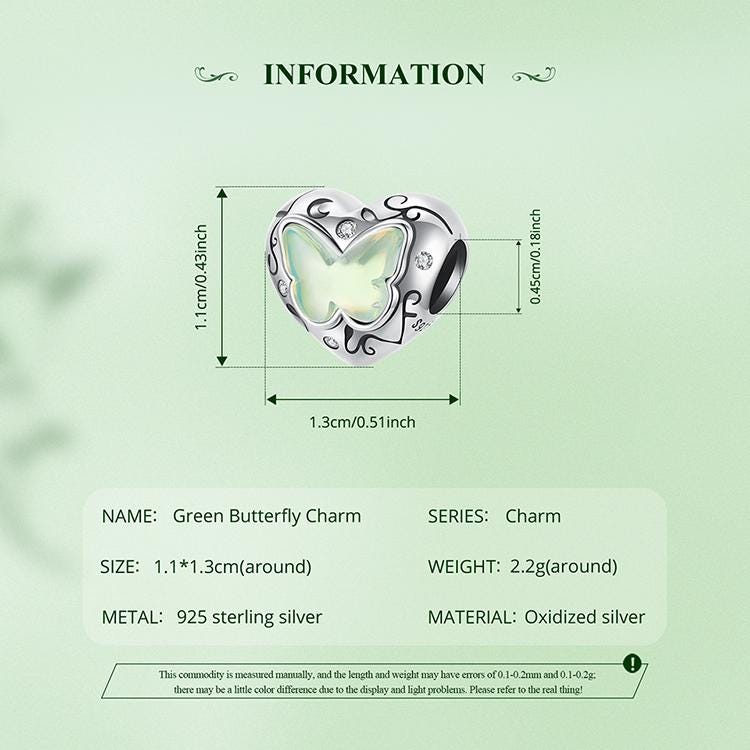 Green Butterfly Charm