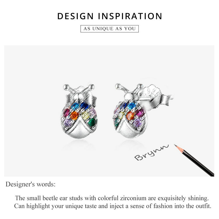 Iridescent Beetle Stud Earrings