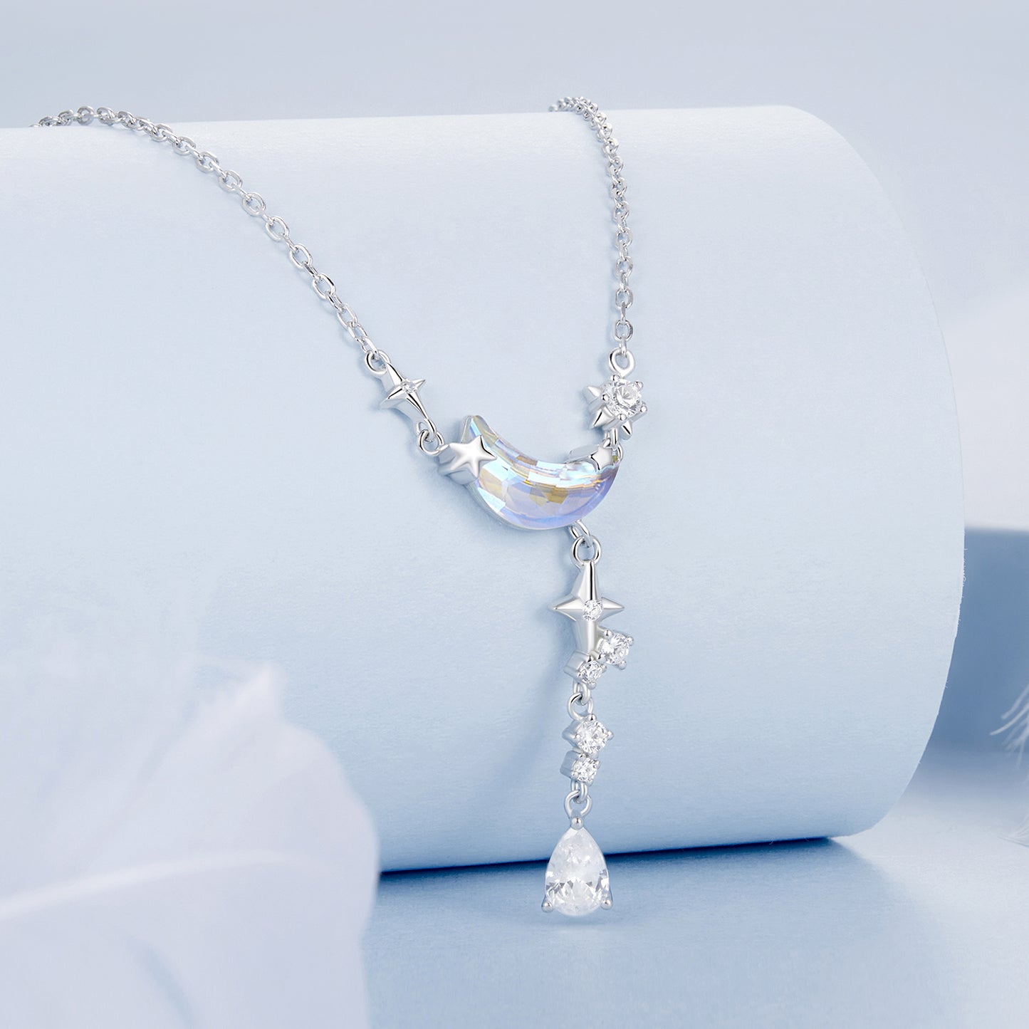 Moon and Stars Drop Necklace