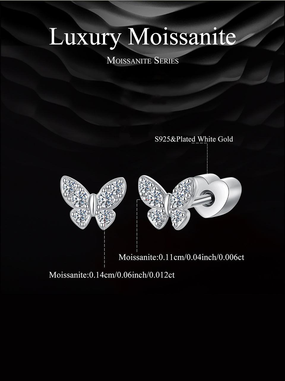 Butterfly Moissanite Studs