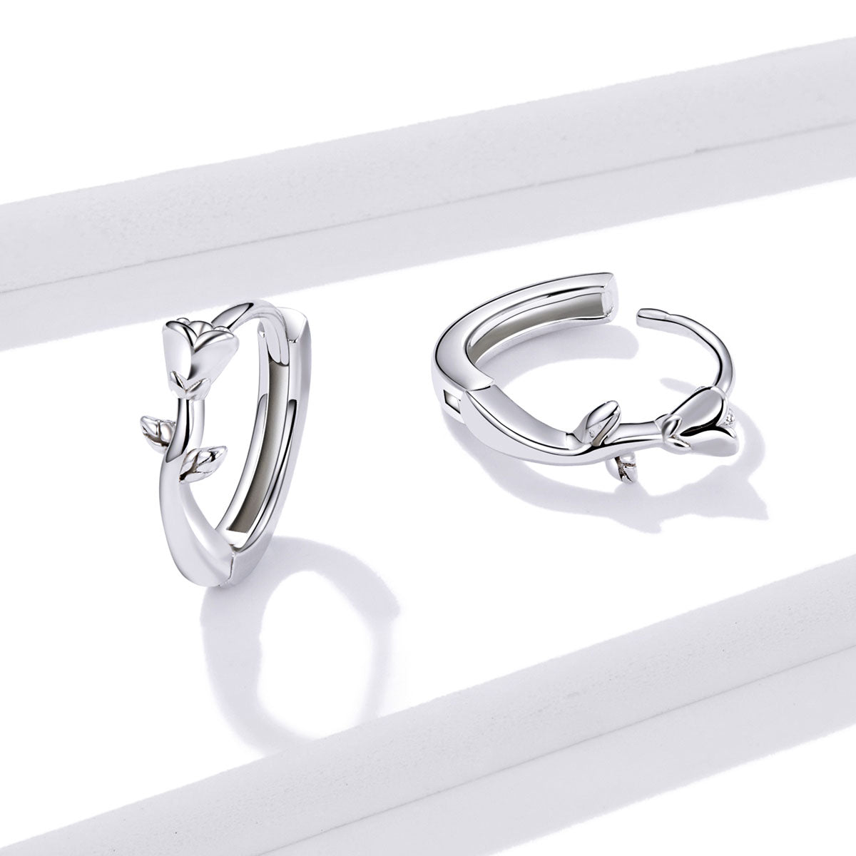 Elegant Rose Hoop Earrings