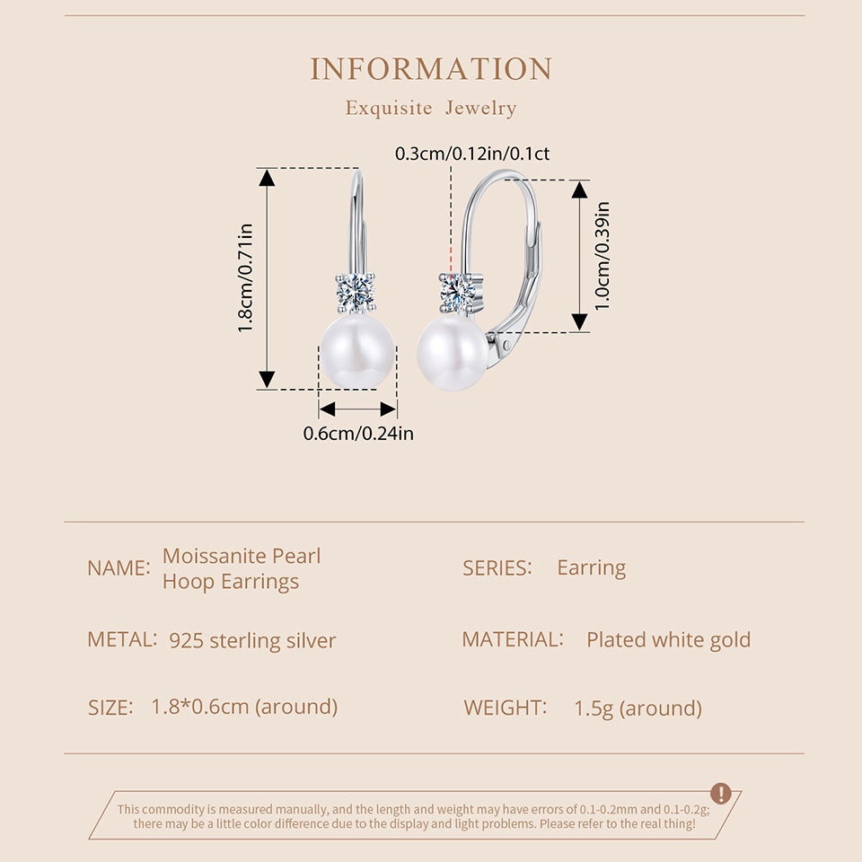 Pearl Accent Moissanite Spring Earrings