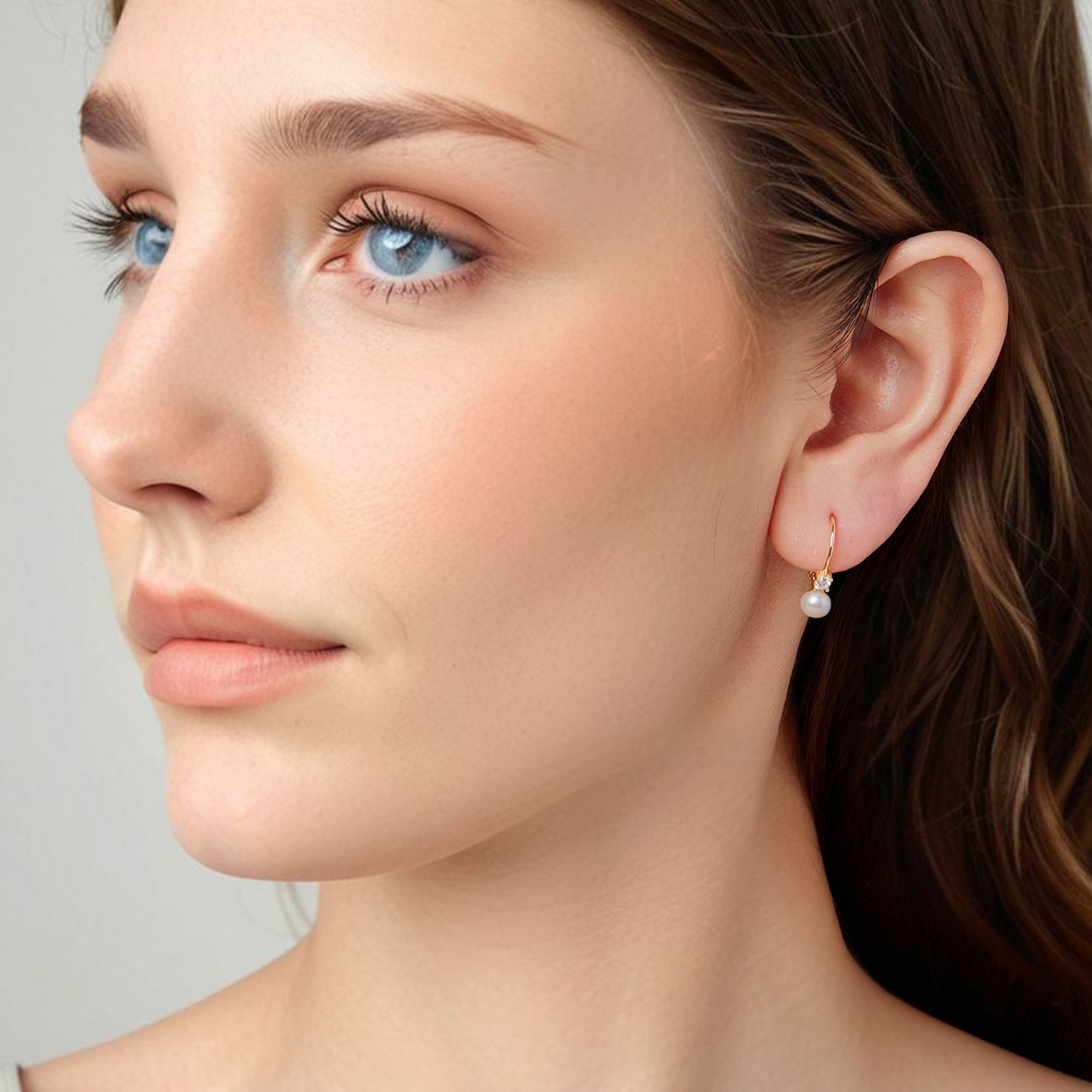 Pearl Accent Moissanite Spring Earrings