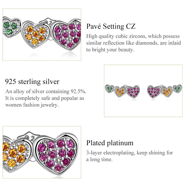 Multicolor Heart Stud Earrings
