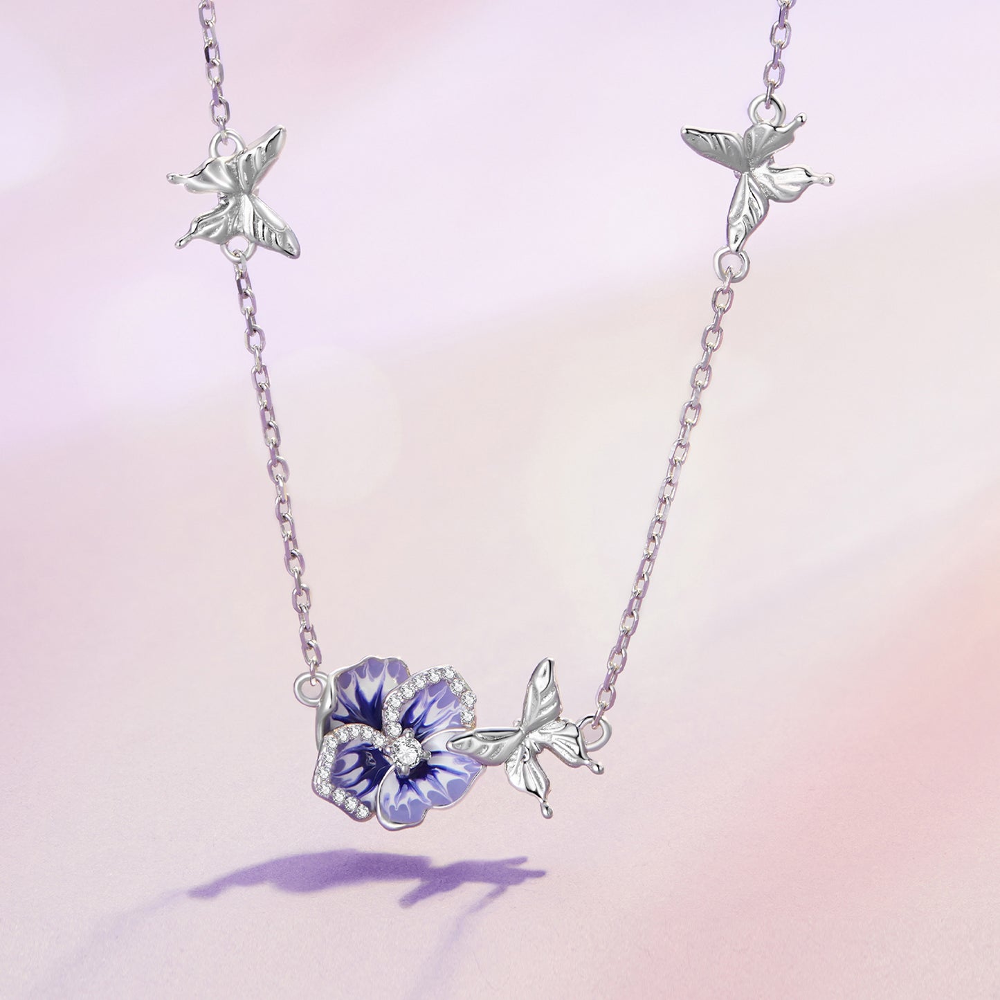 Adjustable Viola Flower Necklace