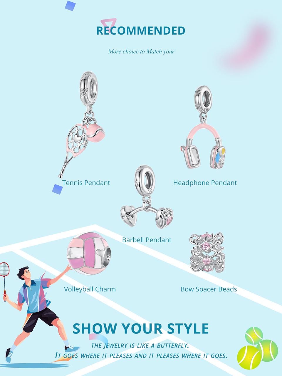 Tennis Pendant Charm