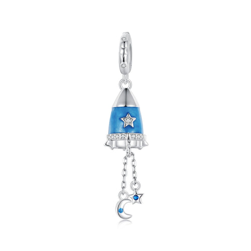 Moon-Star Rocket Pendant Charm