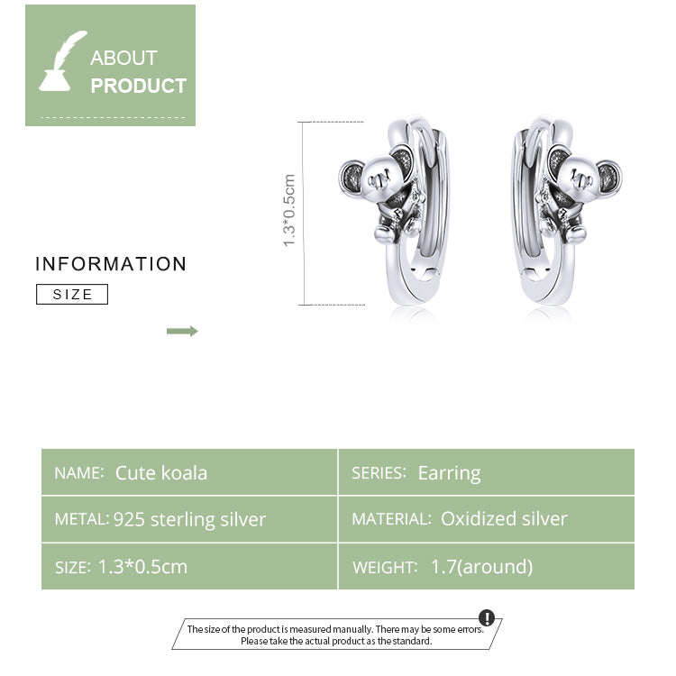 Compact Koala Stud Earrings