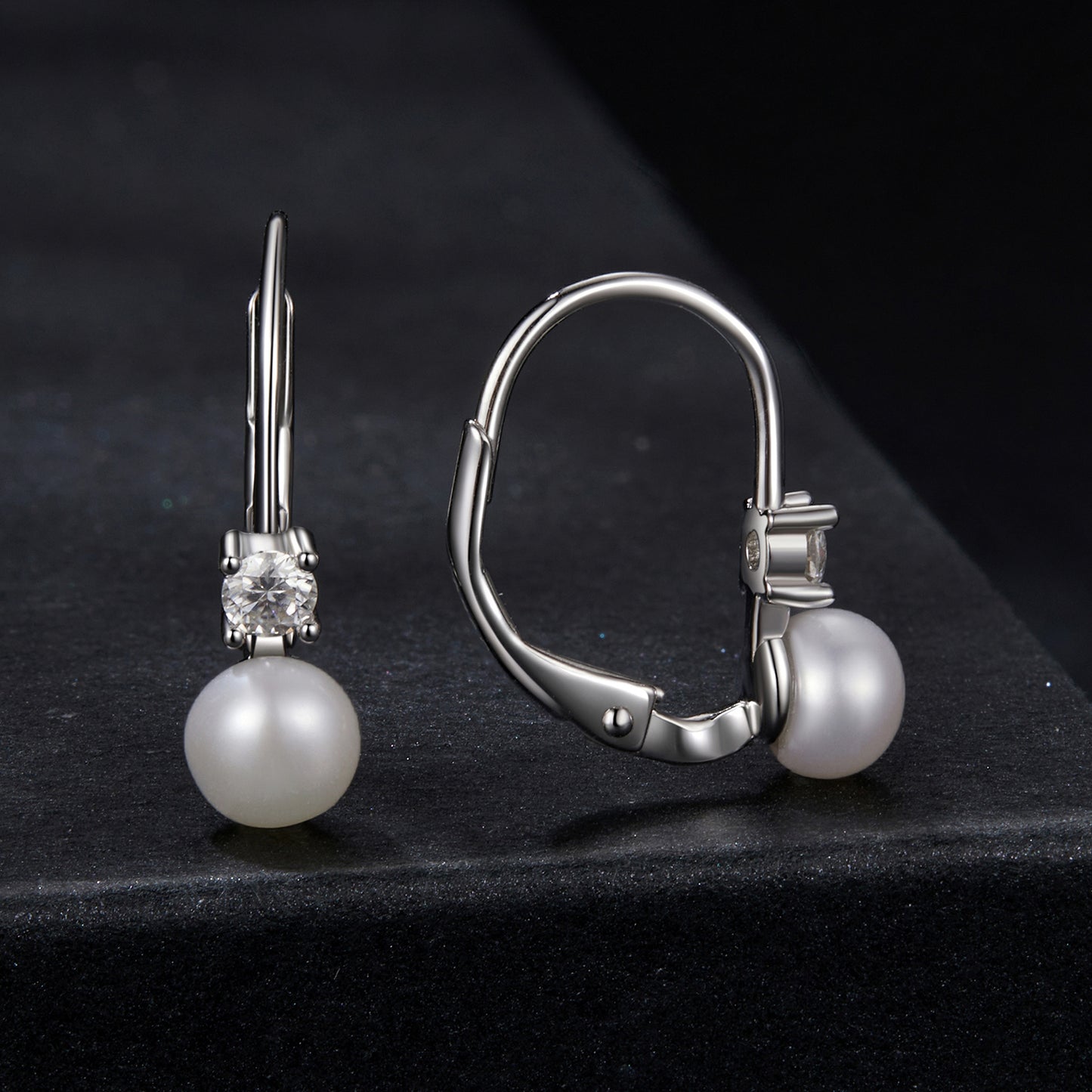 Pearl Accent Moissanite Spring Earrings