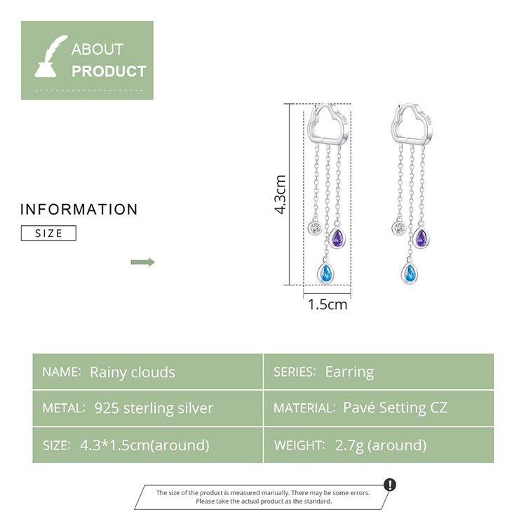 Cloud Raindrop Hoop Earrings