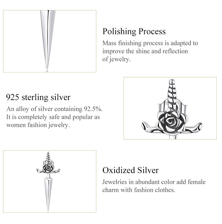 Rose Dagger Stud Earrings