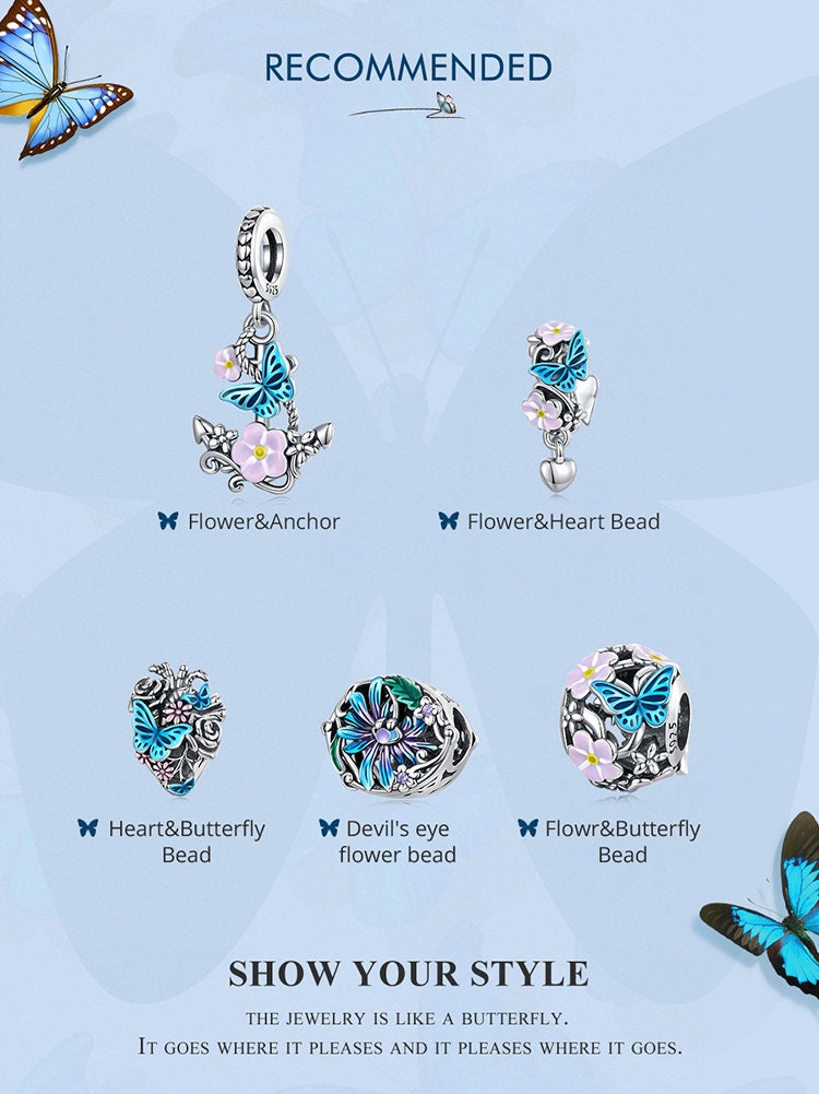 Heart & Butterfly Bead Charm
