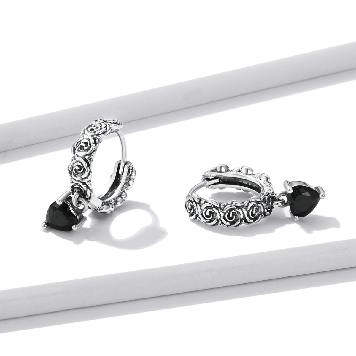 Dark Rose Stud Earrings