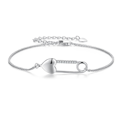 Heart-Shaped Safety Pin Bracelet