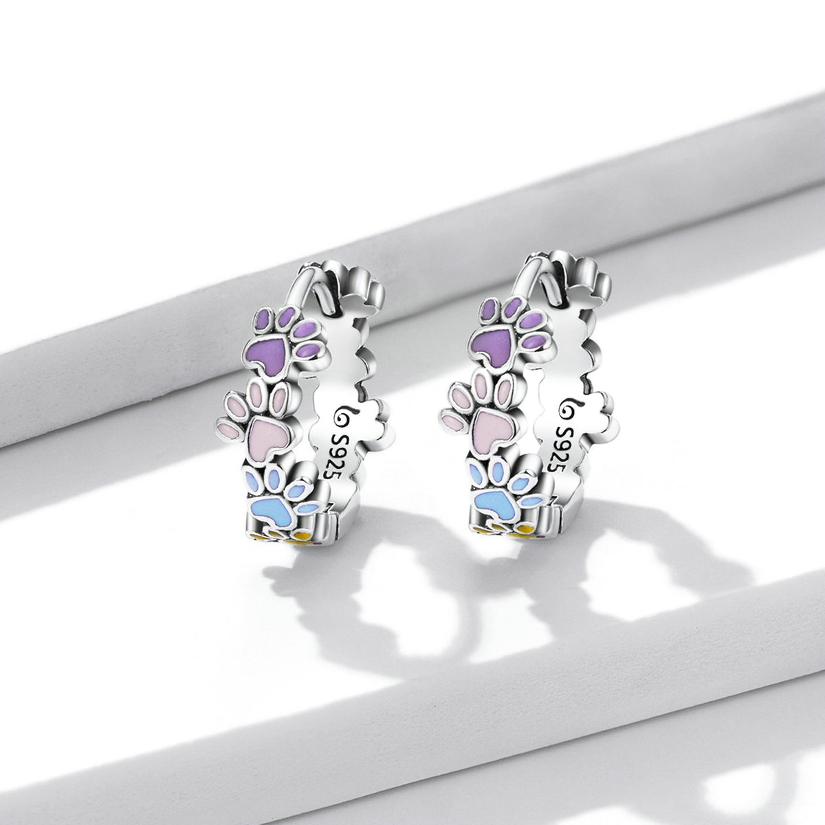 Colorful Paw Stud Earrings