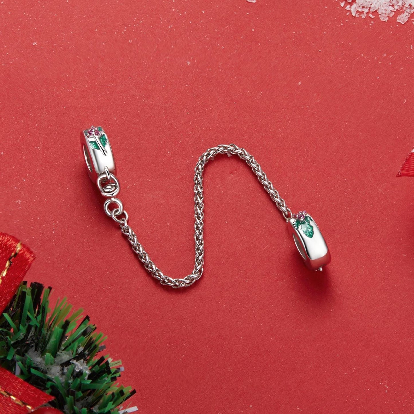 Christmas Holly Safety Chain Charm